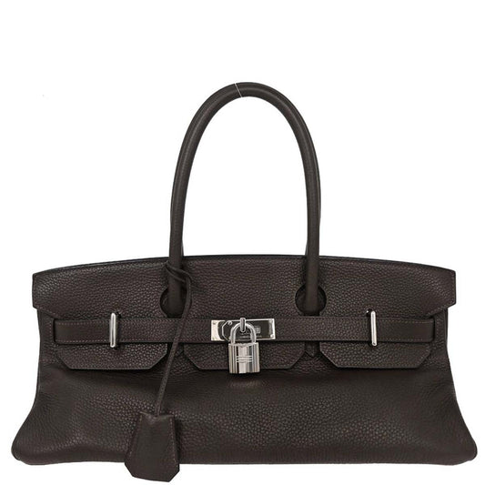 Hermes Ebene Taurillon Clemence Shoulder Birkin Handbag