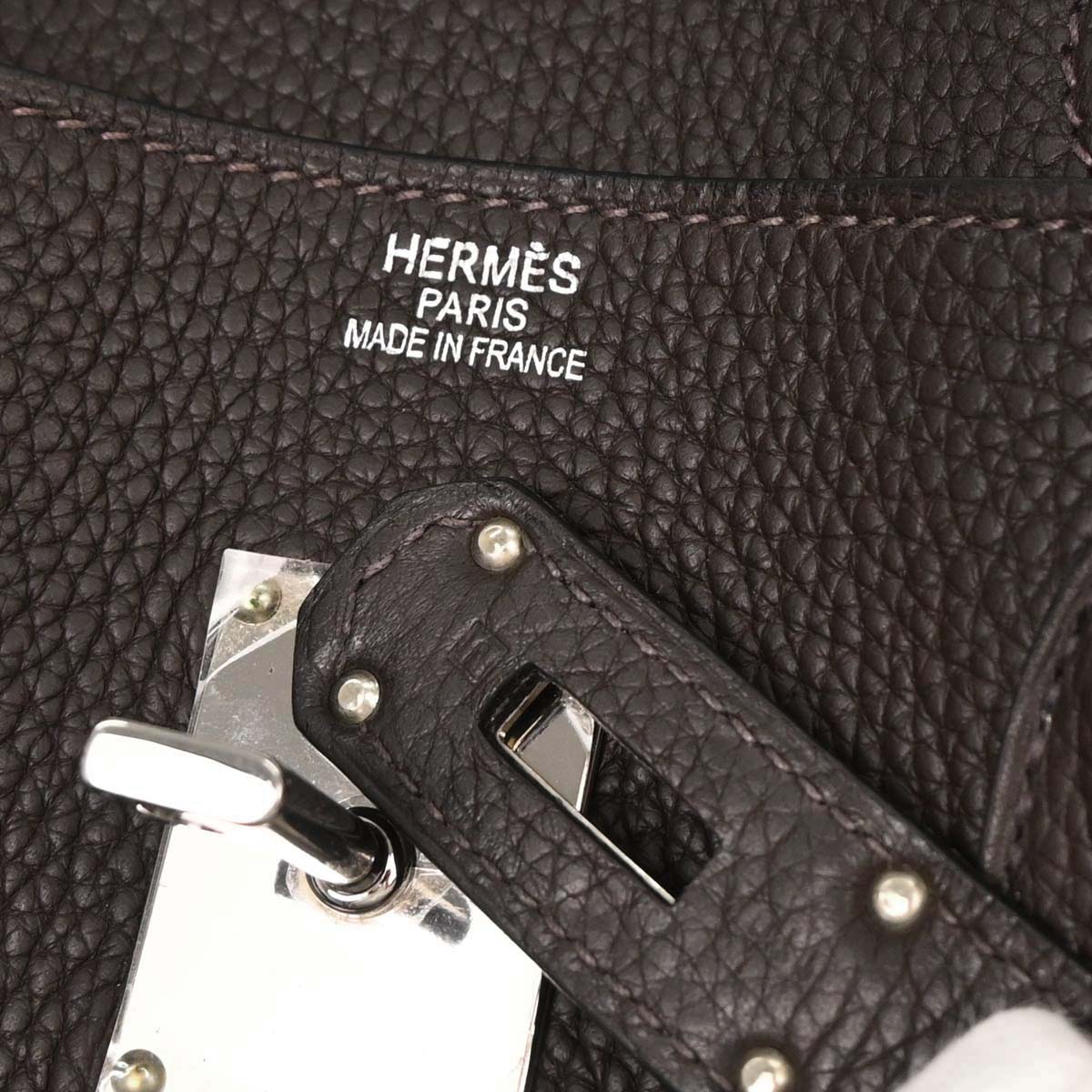 Hermes Ebene Taurillon Clemence Shoulder Birkin Handbag