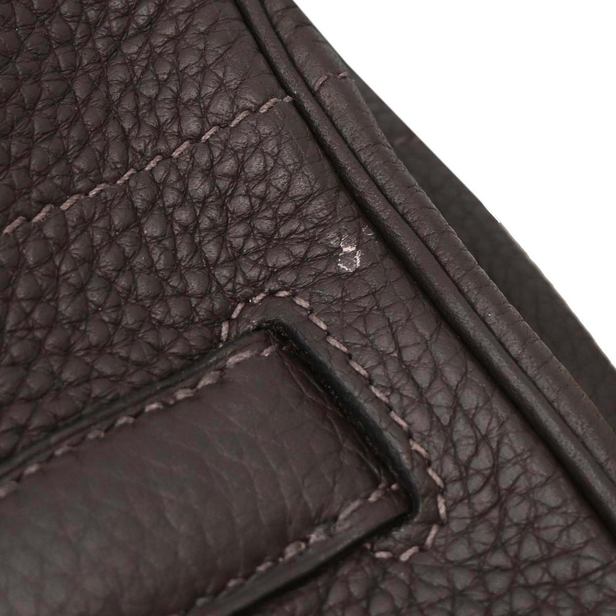 Hermes Ebene Taurillon Clemence Shoulder Birkin Handbag