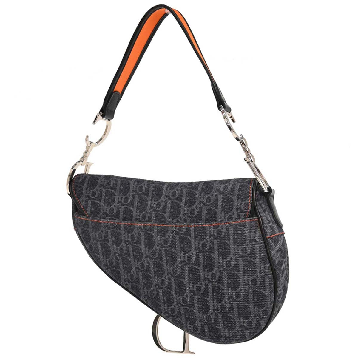 Christian Dior Navy Canvas Flight Trotter Saddle Handbag