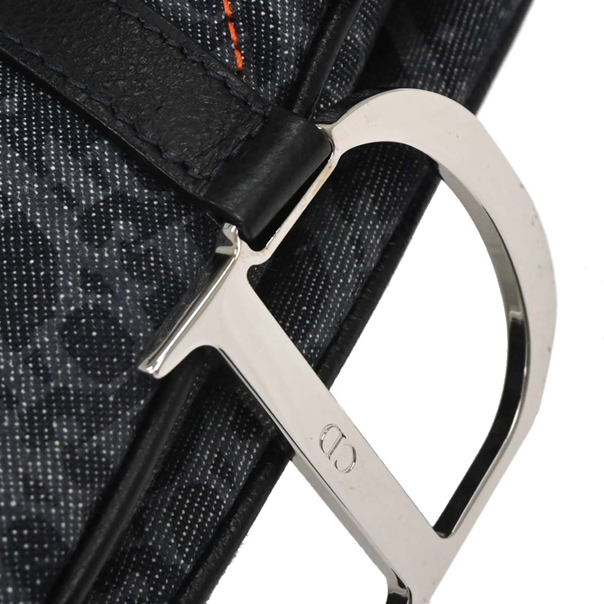 Christian Dior Navy Canvas Flight Trotter Saddle Handbag