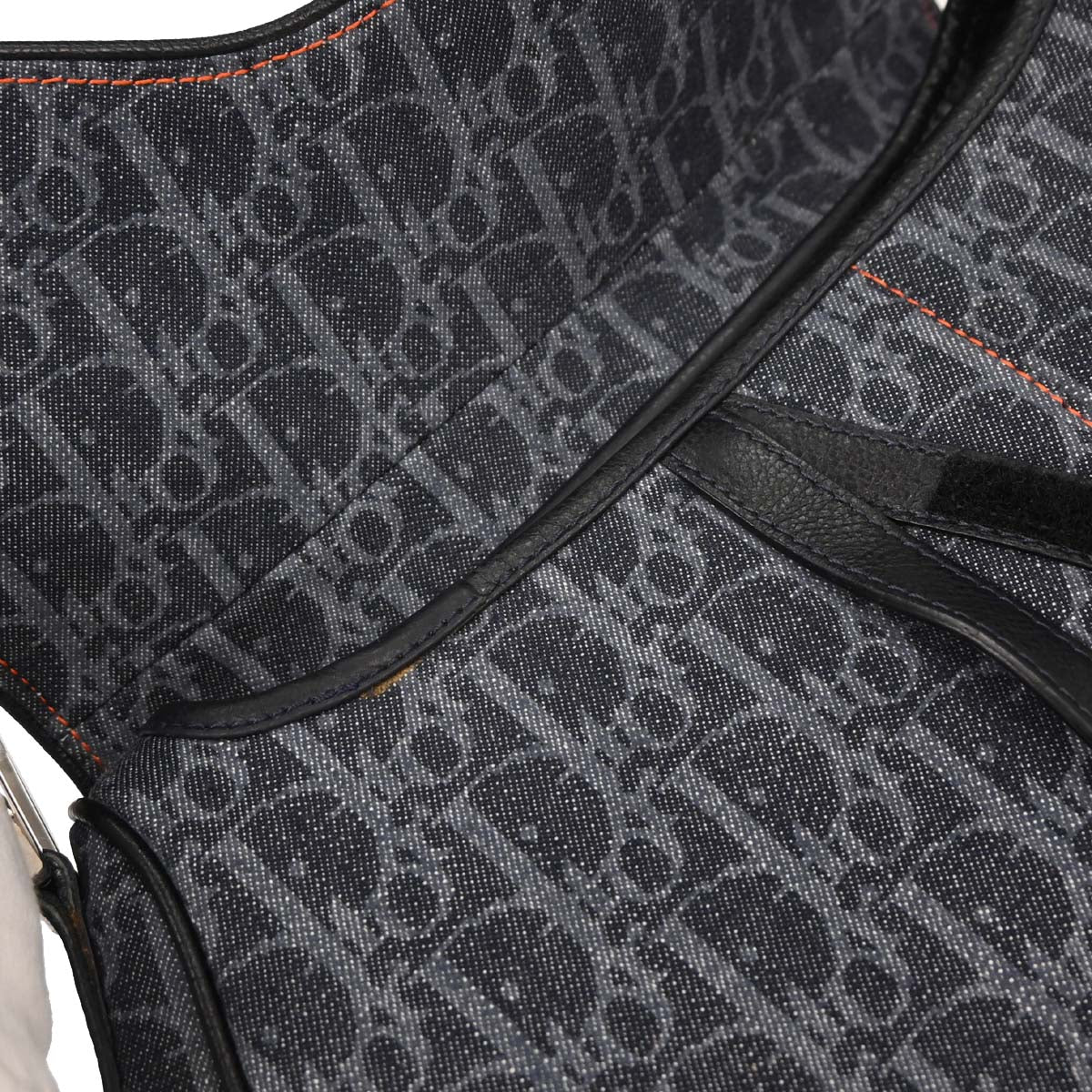 Christian Dior Navy Canvas Flight Trotter Saddle Handbag