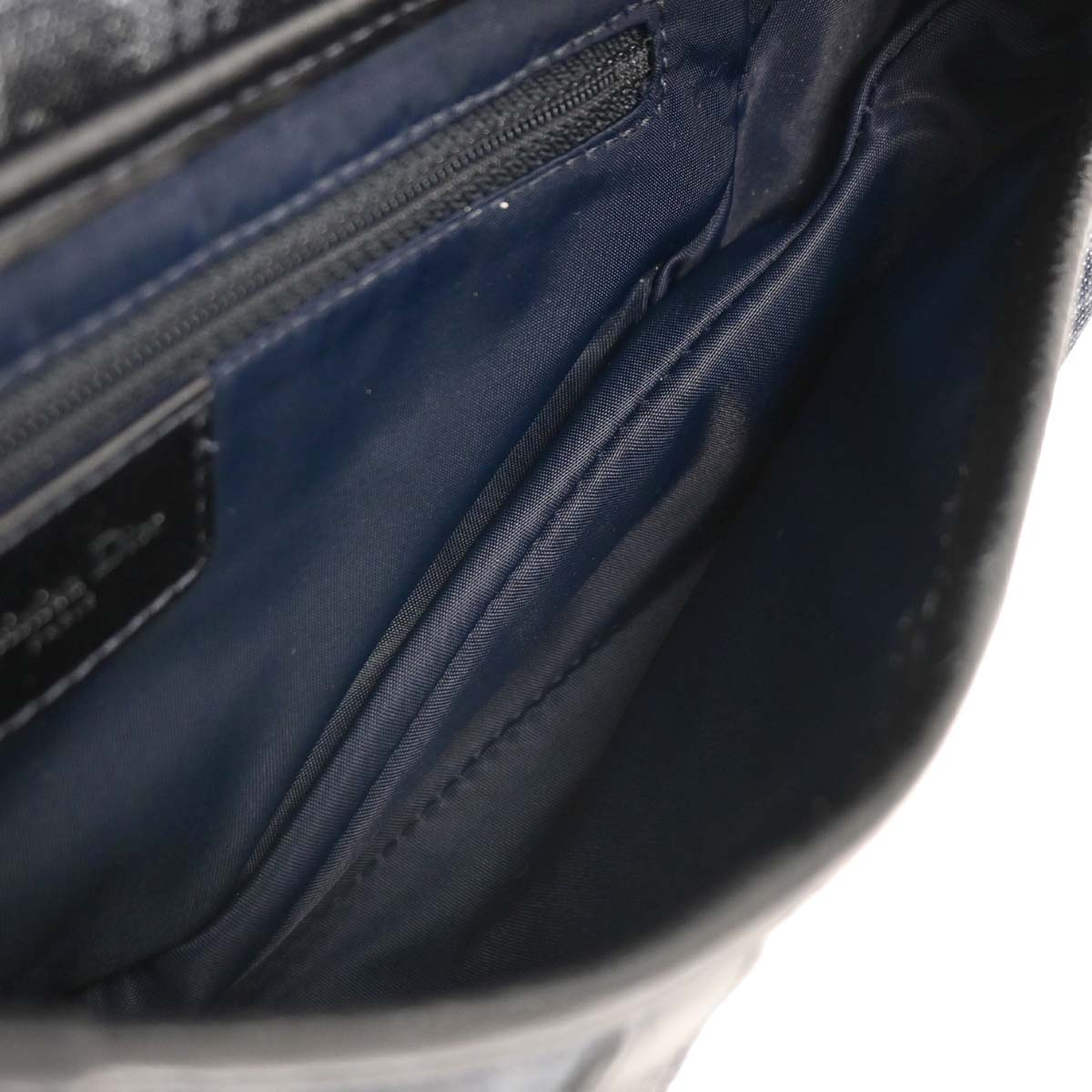 Christian Dior Navy Canvas Flight Trotter Saddle Handbag