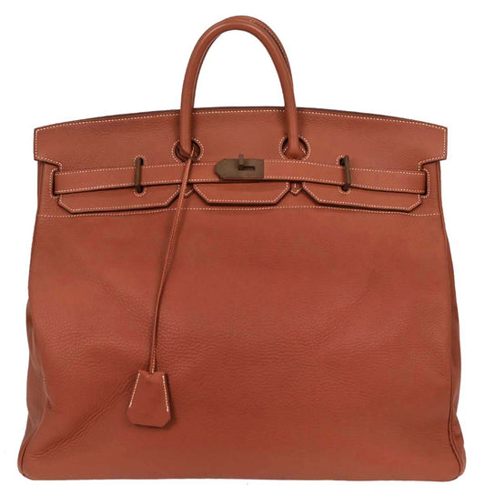 Hermes Brique Togo Haut a Courroies 50 Handbag
