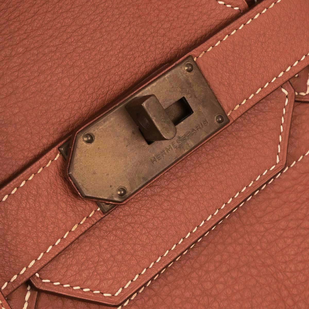 Hermes Brique Togo Haut a Courroies 50 Handbag