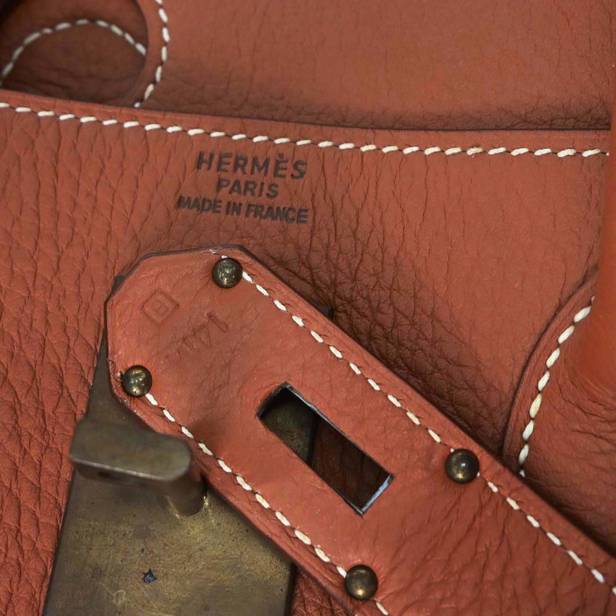 Hermes Brique Togo Haut a Courroies 50 Handbag