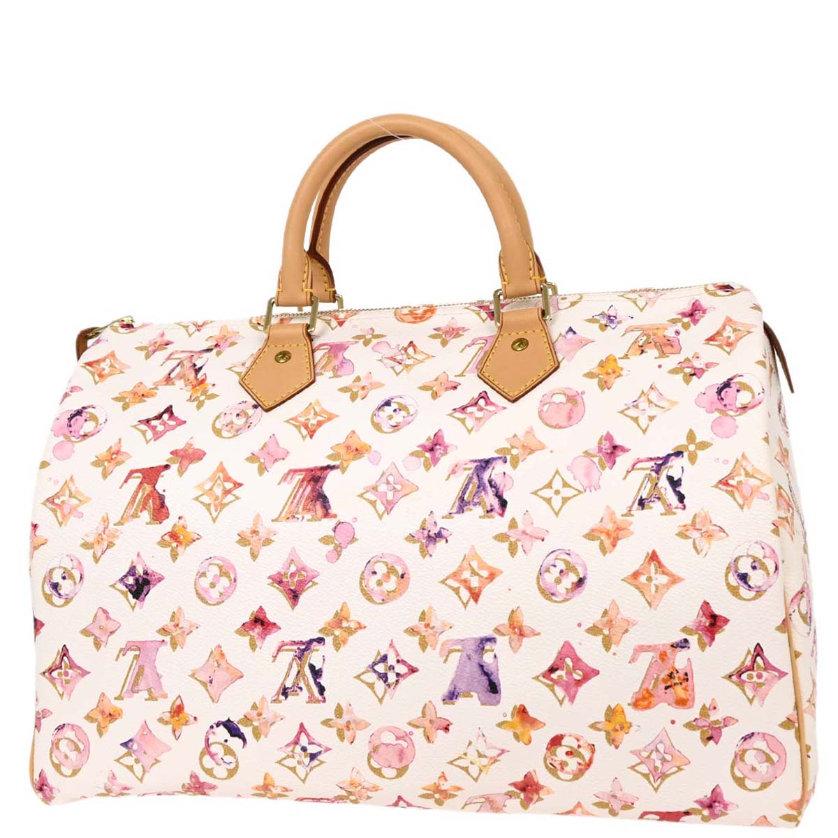 Louis Vuitton White Monogram Watercolor Speedy 35 Handbag M95752