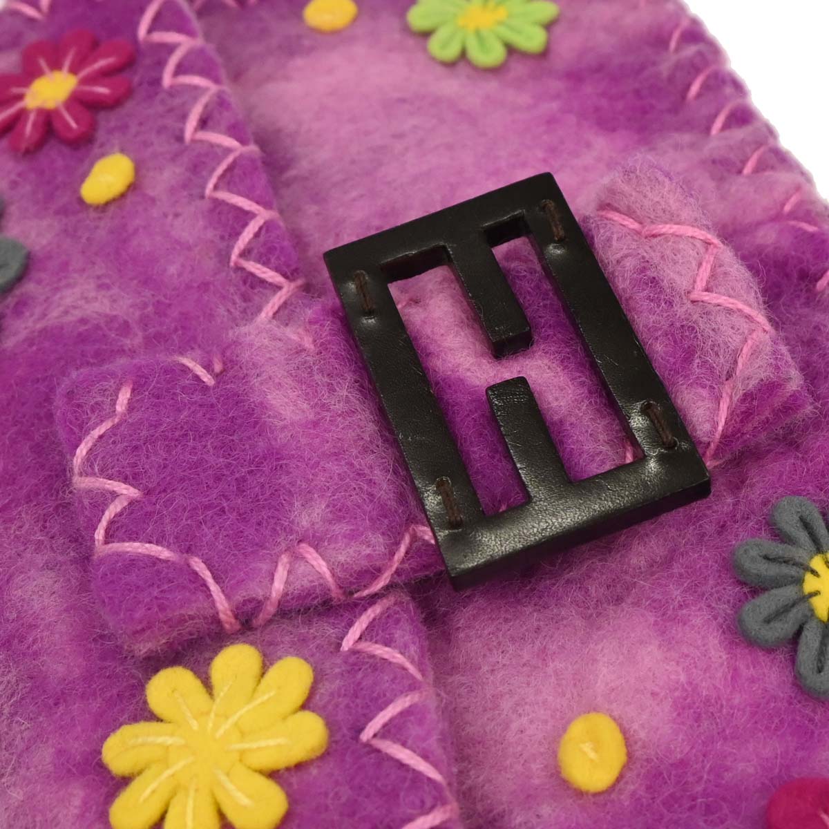 Fendi Purple Wool Floral Baguette Handbag
