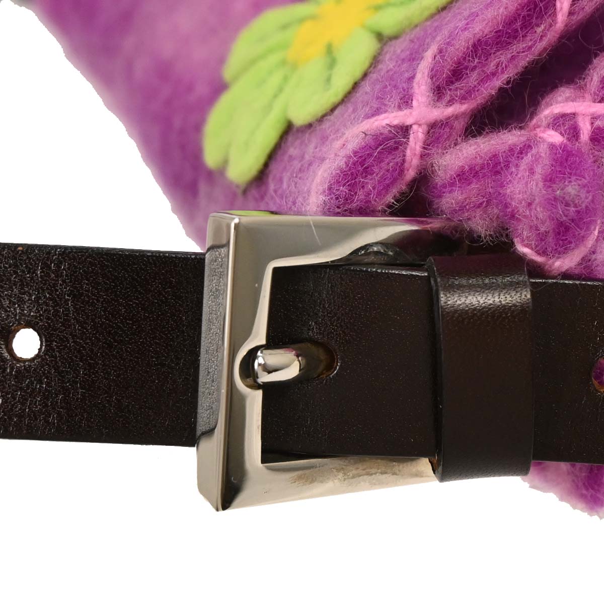 Fendi Purple Wool Floral Baguette Handbag