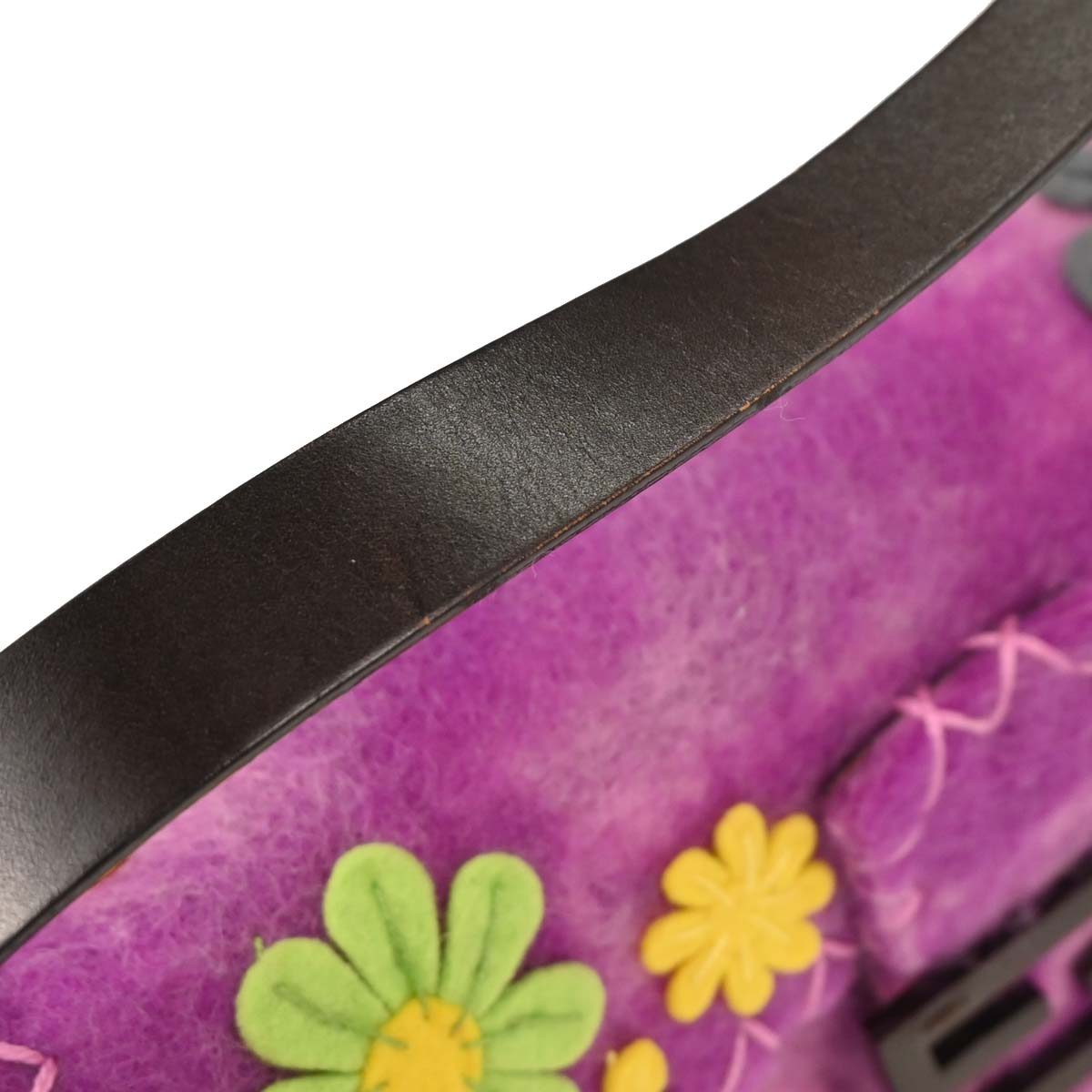Fendi Purple Wool Floral Baguette Handbag