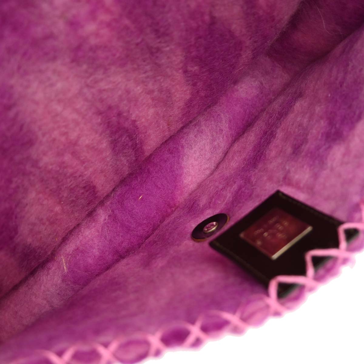 Fendi Purple Wool Floral Baguette Handbag