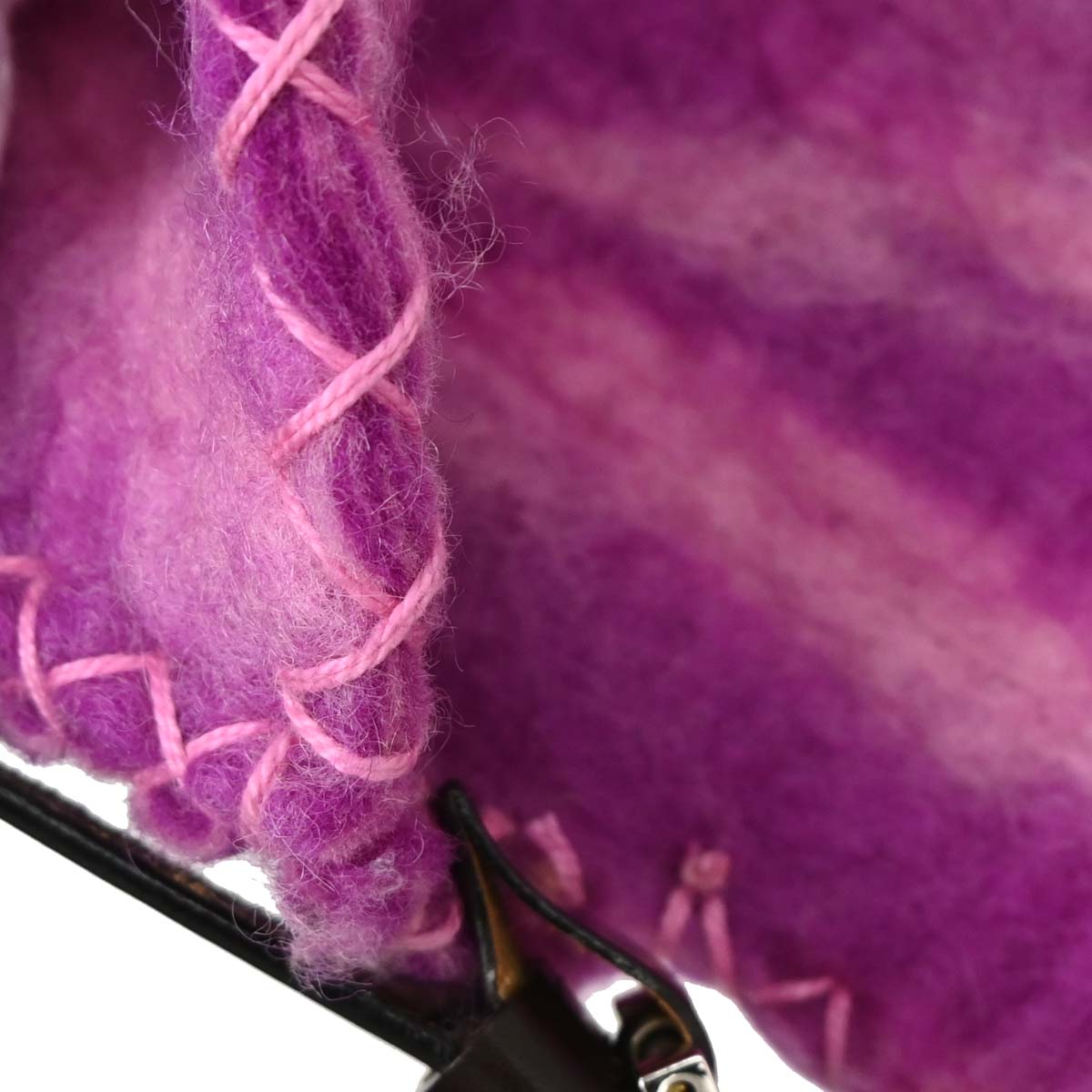Fendi Purple Wool Floral Baguette Handbag