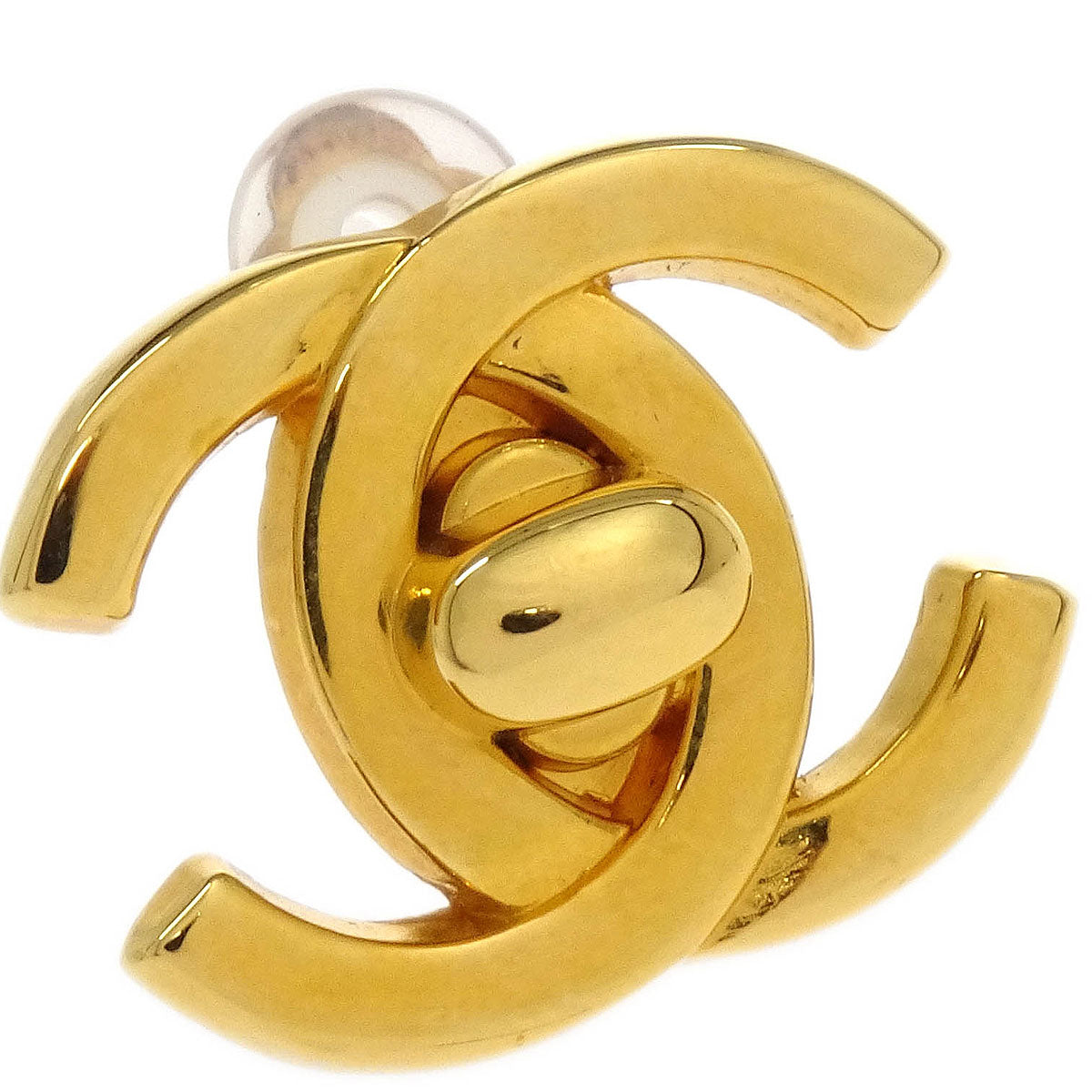 Chanel CC Turnlock Earrings Clip-On Gold Small 95A