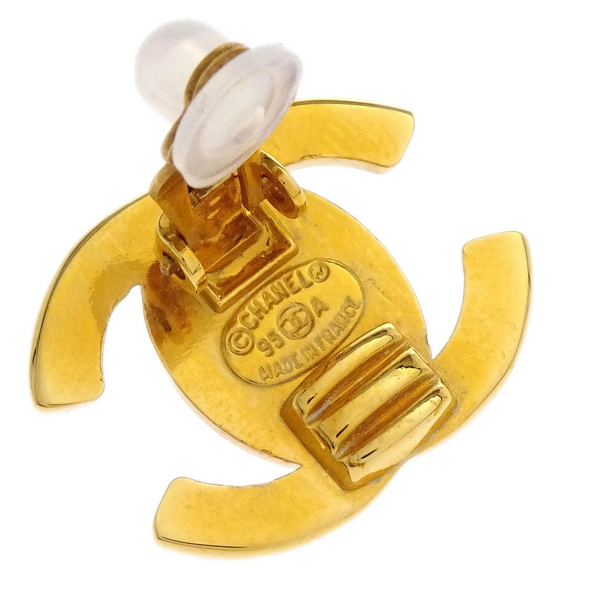 Chanel CC Turnlock Earrings Clip-On Gold Small 95A