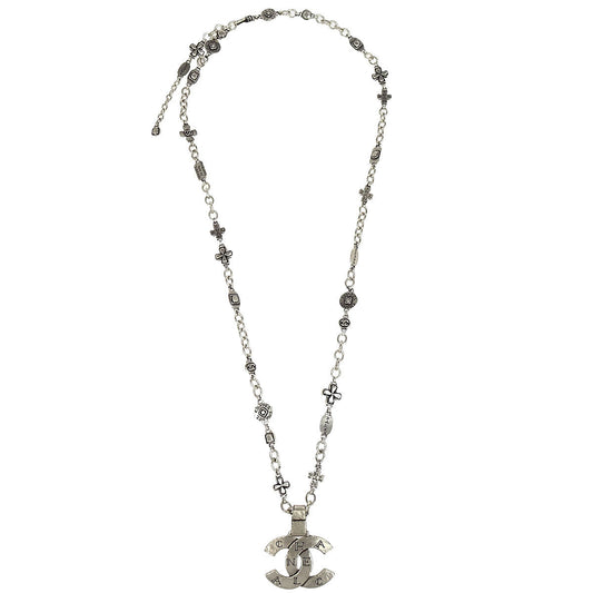Chanel CC Chain Necklace Pendant Silver 99A