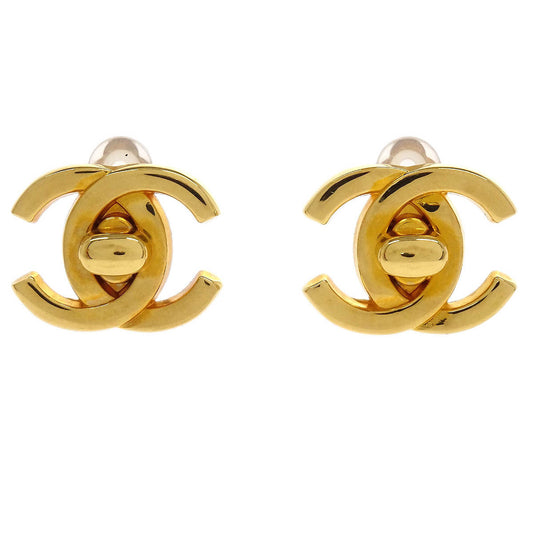Chanel CC Turnlock Earrings Clip-On Gold Small 95A