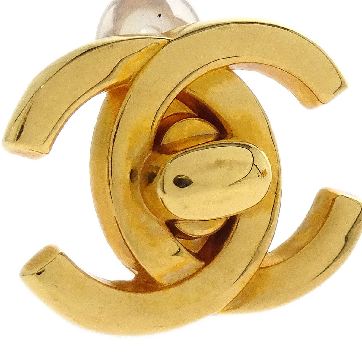 Chanel CC Turnlock Earrings Clip-On Gold Small 95A