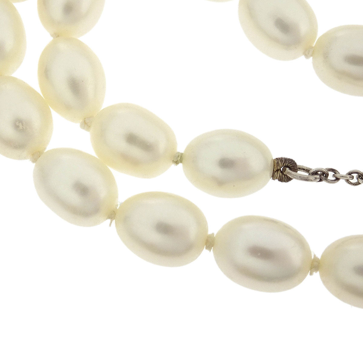 Tiffany & Co. Open Heart Chain Necklace SV925 Silver Freshwater Pearl
