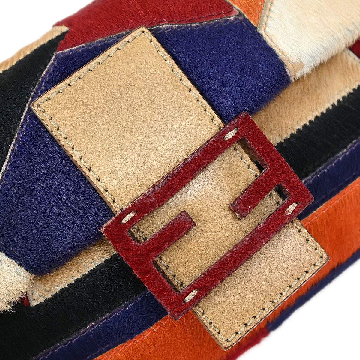 Fendi * Beige Pony Hair Baguette Handbag