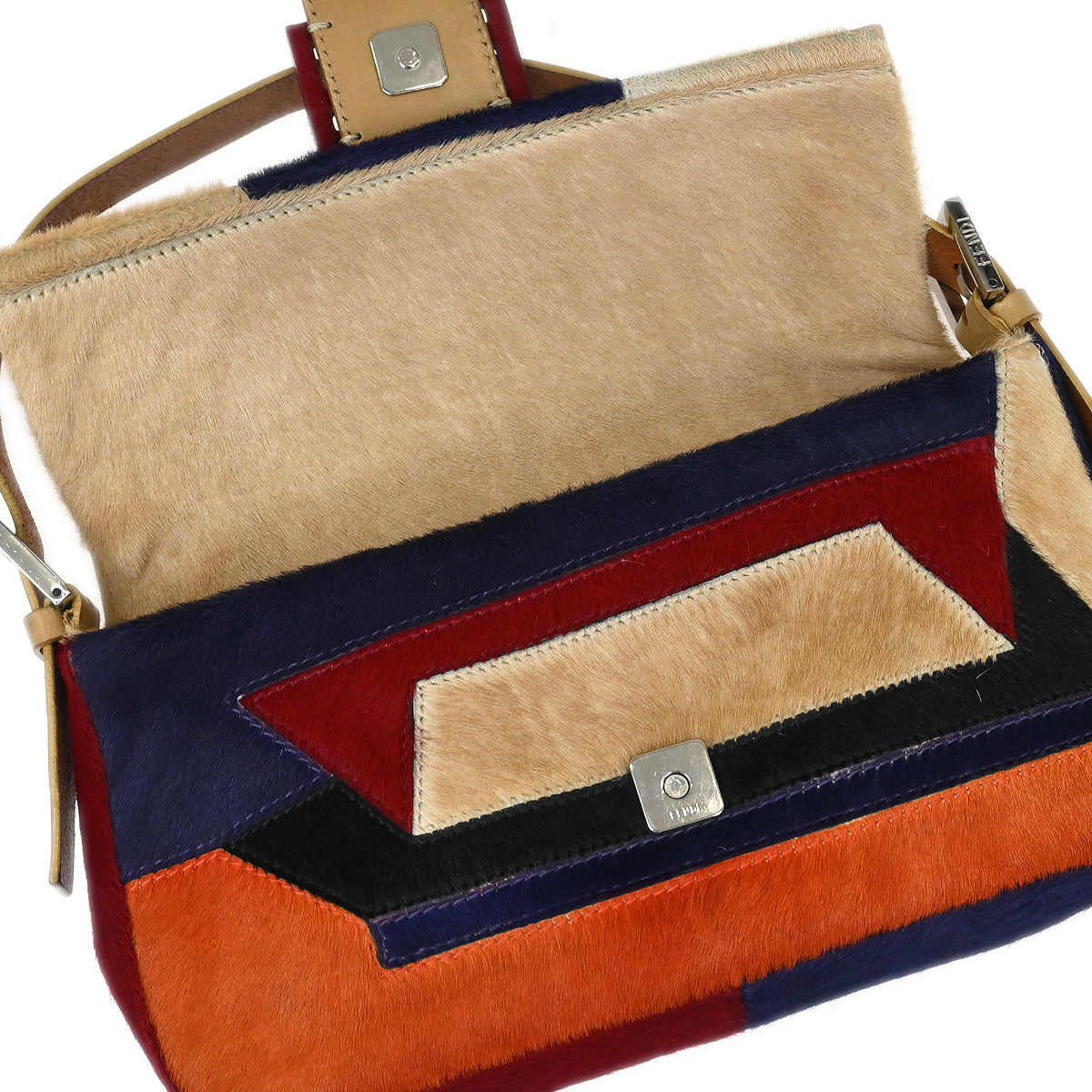 Fendi * Beige Pony Hair Baguette Handbag