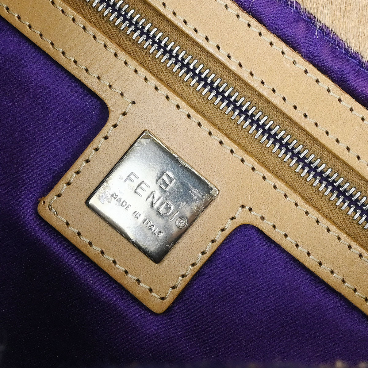 Fendi * Beige Pony Hair Baguette Handbag
