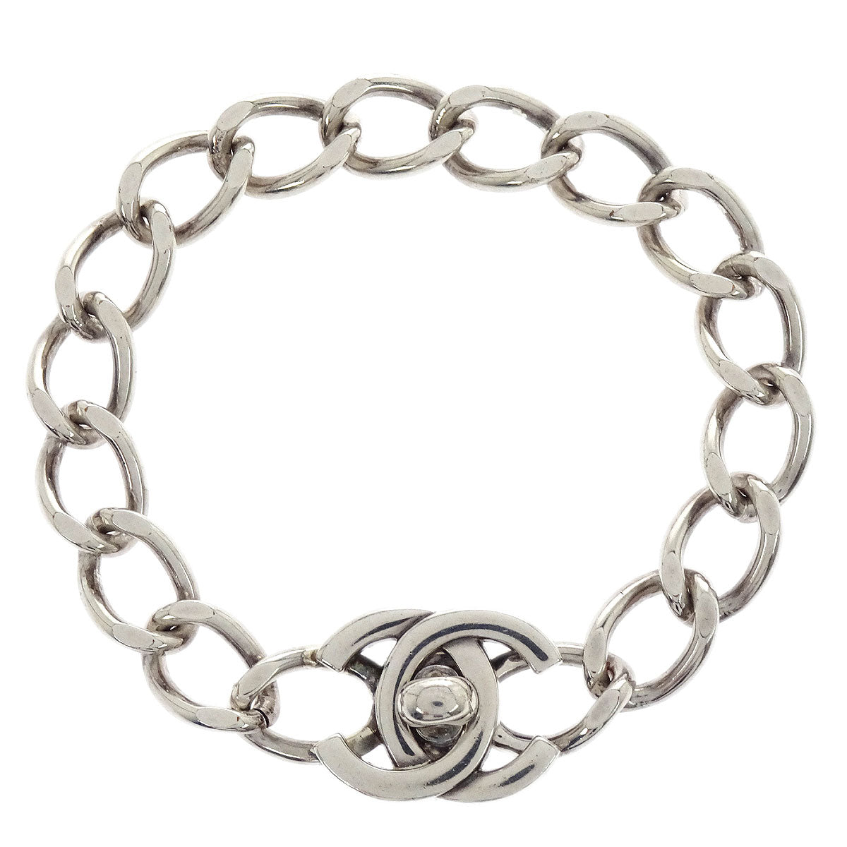 Chanel CC Turnlock Bracelet Silver 96P