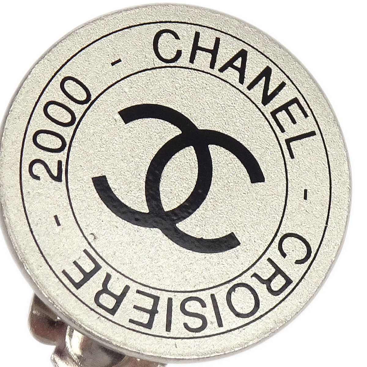Chanel Button Earrings Clip-On Silver 00C