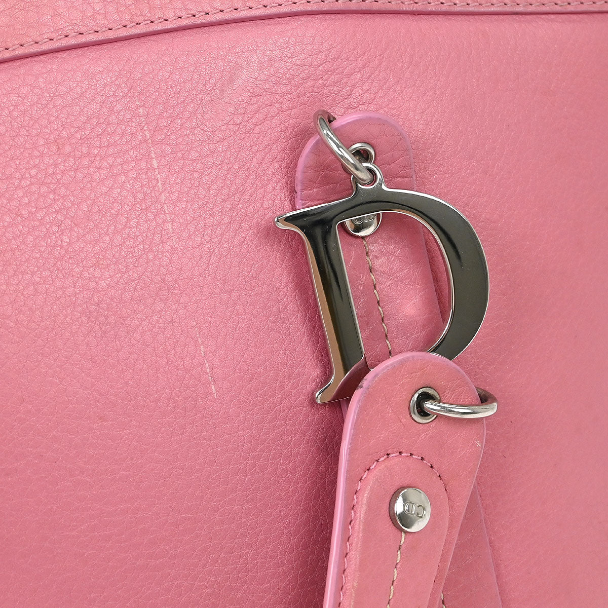 Christian Dior Pink Leather Embroidered Flower Tote Handbag