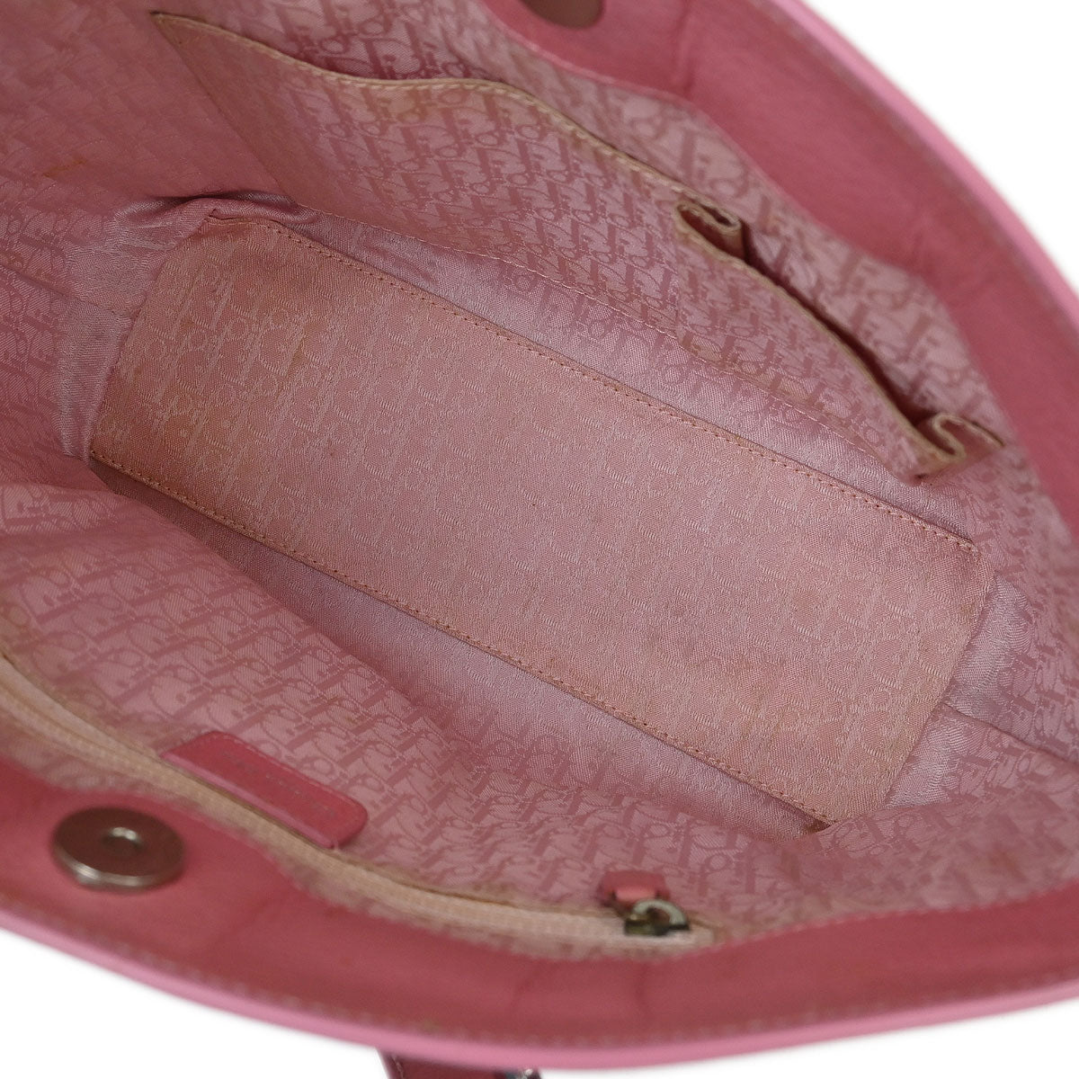 Christian Dior Pink Leather Embroidered Flower Tote Handbag