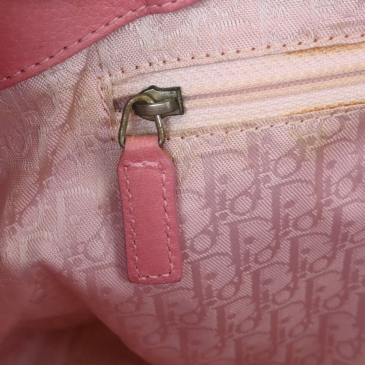 Christian Dior Pink Leather Embroidered Flower Tote Handbag