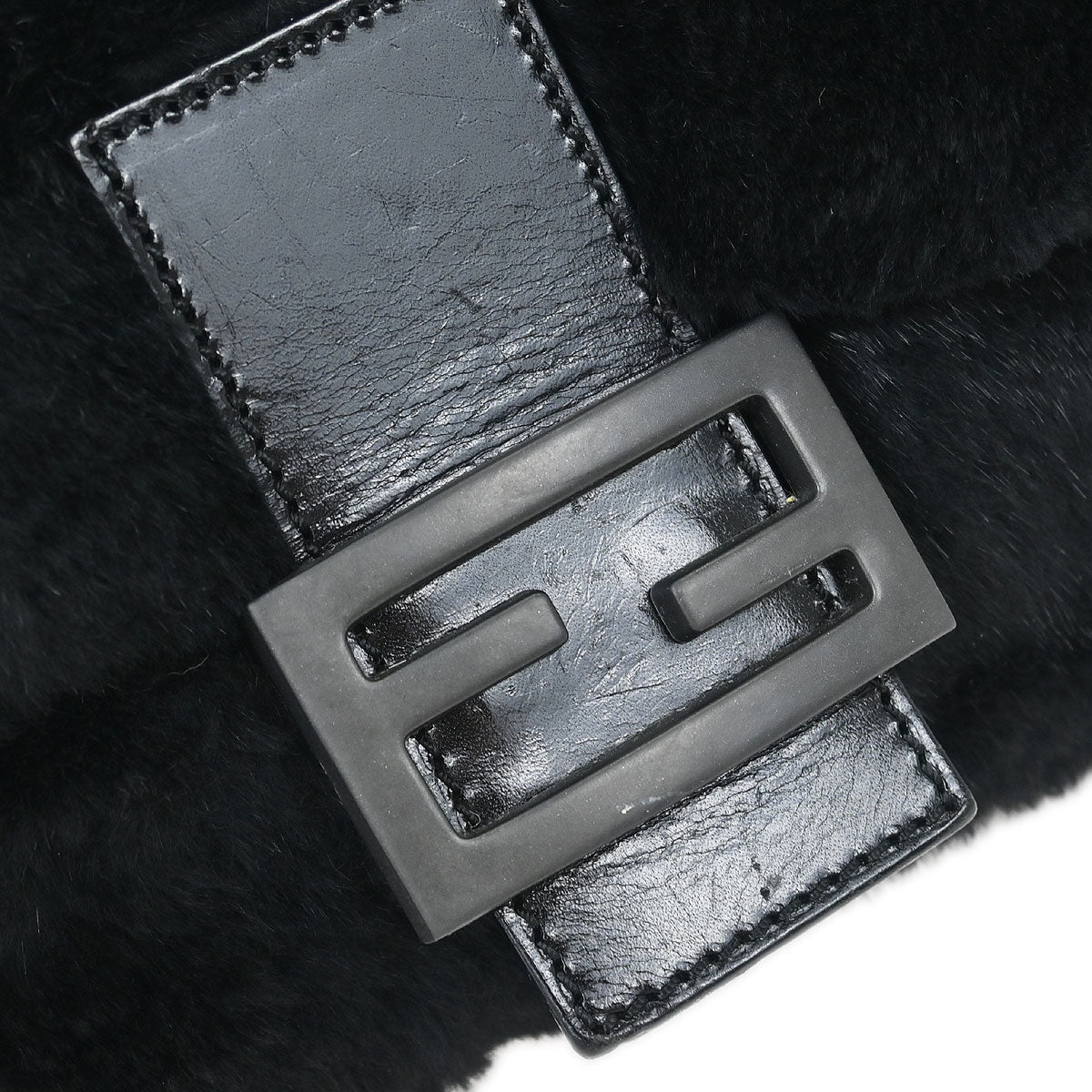 Fendi * Black Lapin Fur Baguette Handbag