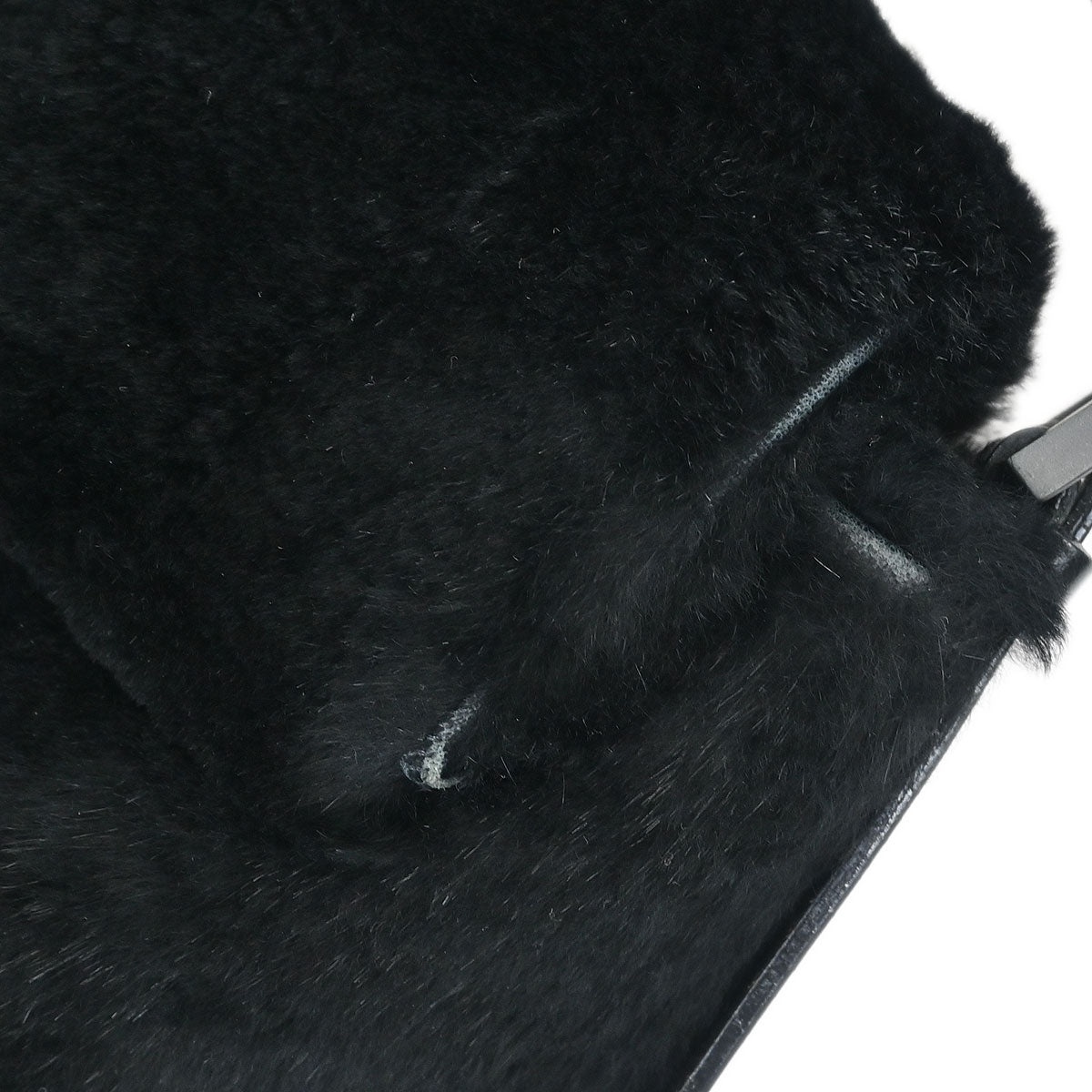 Fendi * Black Lapin Fur Baguette Handbag