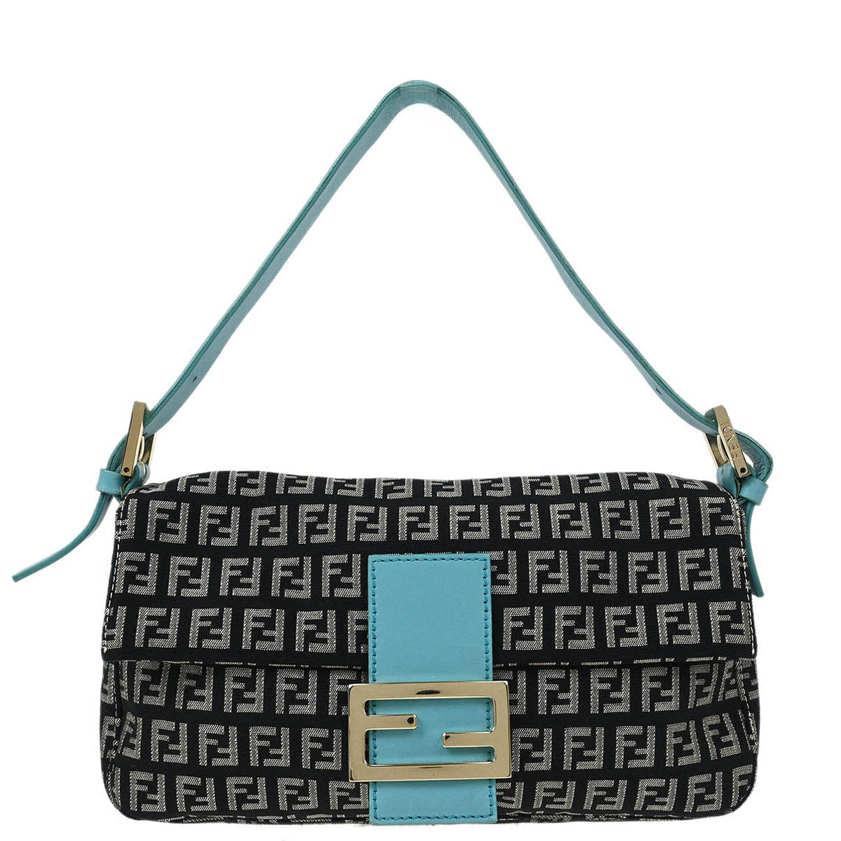 Fendi Black Zucchino Baguette Handbag