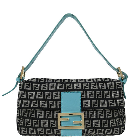 Fendi Black Zucchino Baguette Handbag