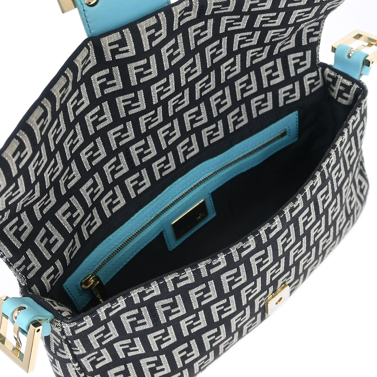 Fendi Black Zucchino Baguette Handbag