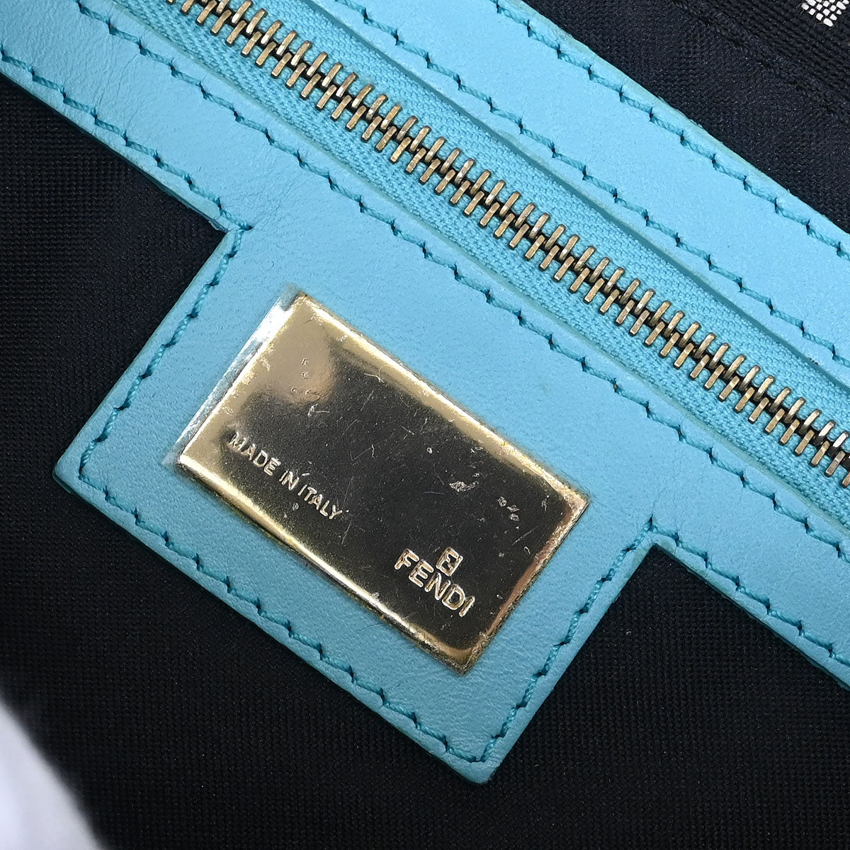 Fendi Black Zucchino Baguette Handbag