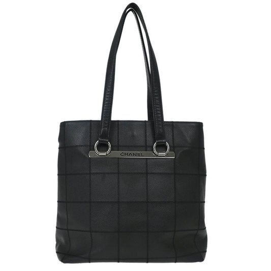 Chanel 2005-2006 Black Calfskin Choco Bar Tote Handbag