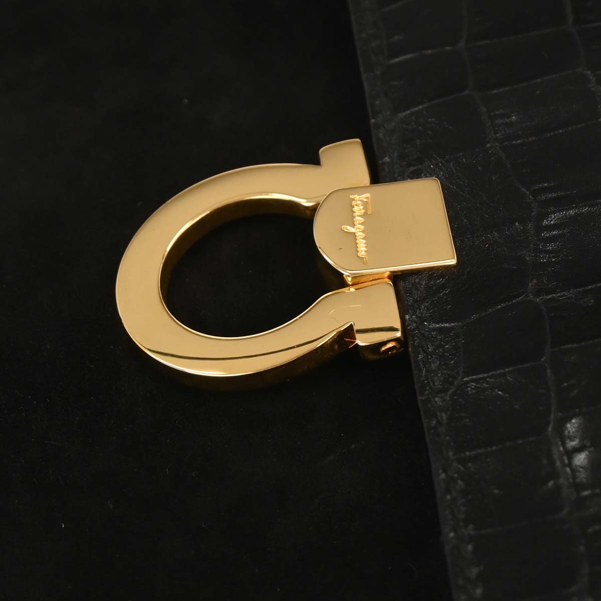 Salvatore Ferragamo Black Gancini Shoulder Bag