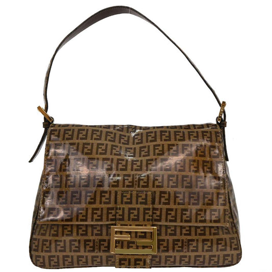 Fendi Brown PVC Zucchino Mamma Baguette Handbag
