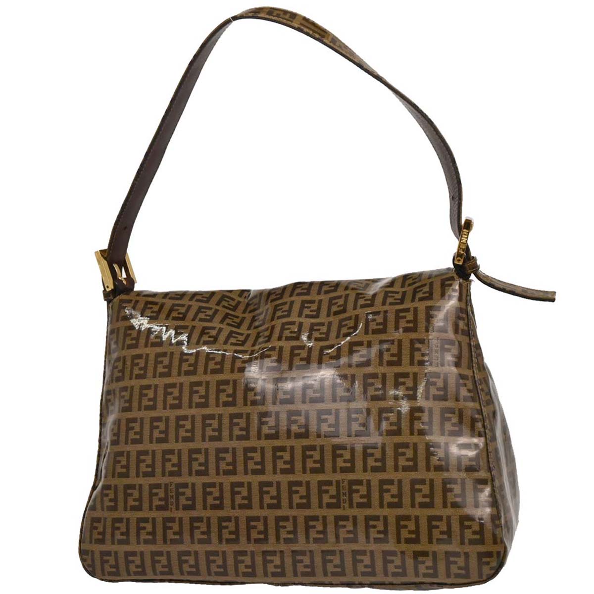 Fendi Brown PVC Zucchino Mamma Baguette Handbag