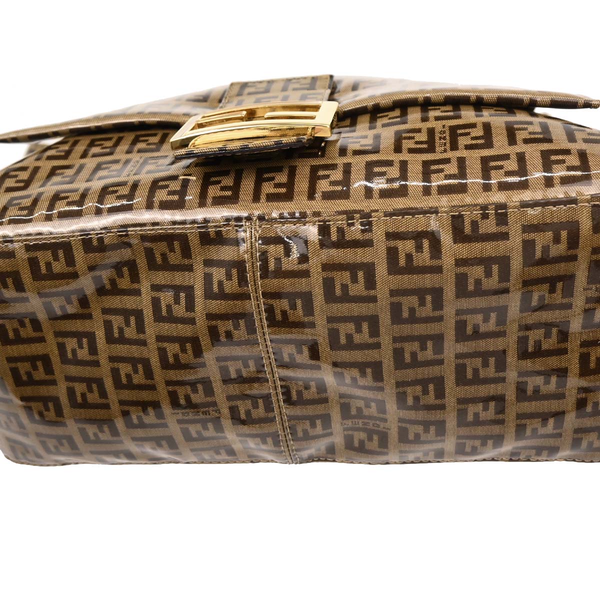 Fendi Brown PVC Zucchino Mamma Baguette Handbag