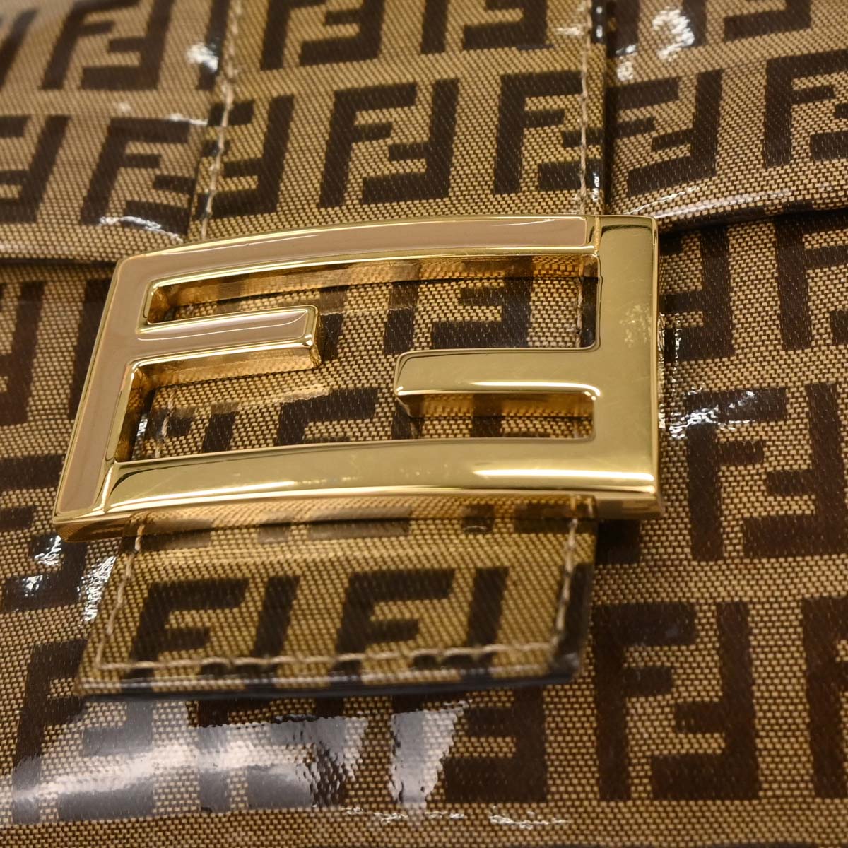 Fendi Brown PVC Zucchino Mamma Baguette Handbag