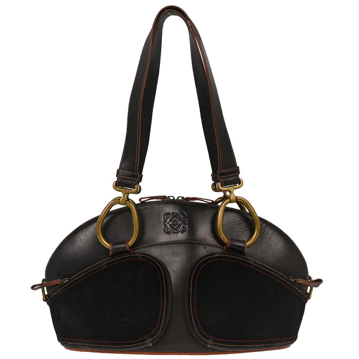 Loewe Black Leather Suede Handbag
