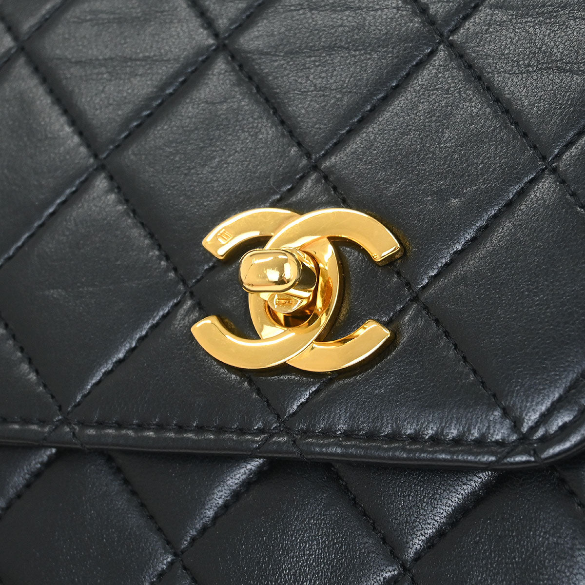 Chanel 1989-1991 Black Lambskin 2way Shoulder Handbag