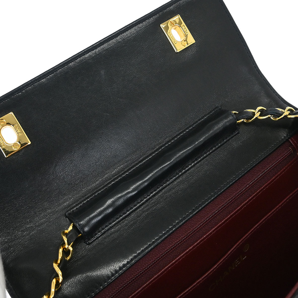 Chanel 1989-1991 Black Lambskin 2way Shoulder Handbag