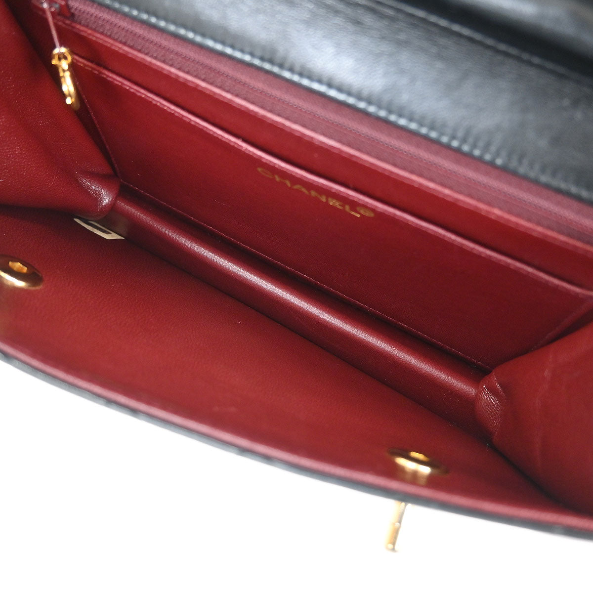 Chanel 1989-1991 Black Lambskin 2way Shoulder Handbag