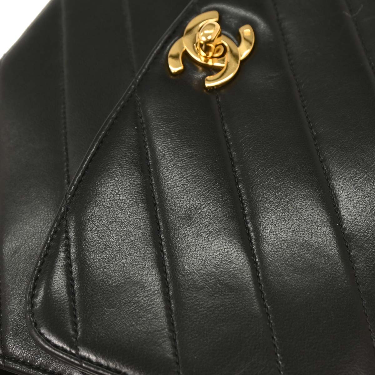 Chanel 1991-1994 Black Lambskin Kelly 2way Shoulder Handbag