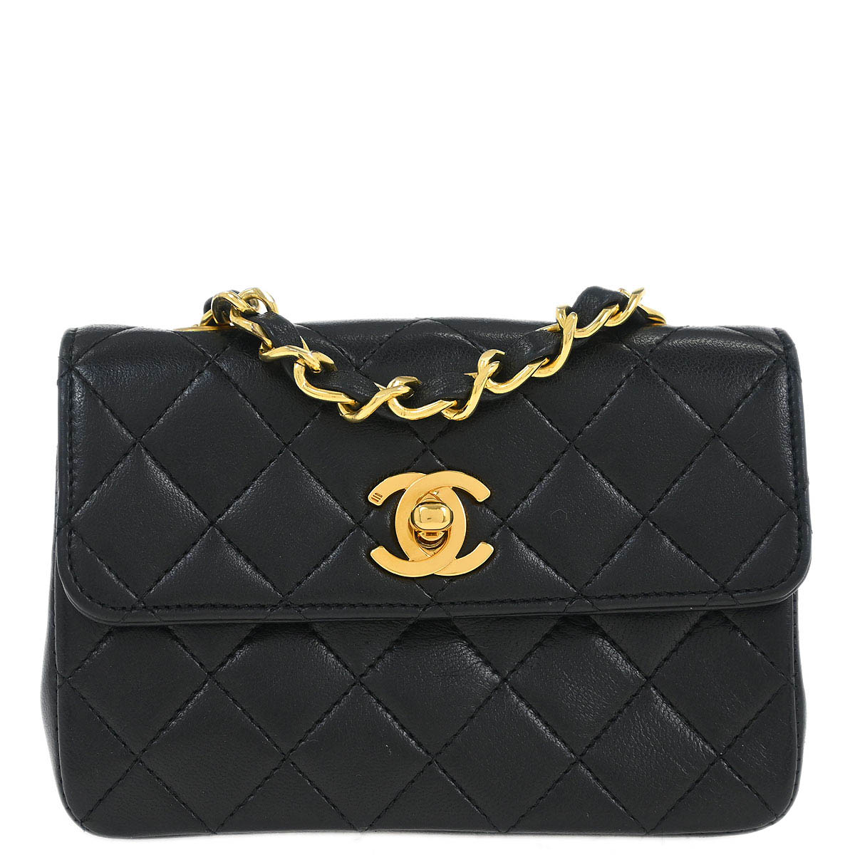Chanel 1989-1991 Black Lambskin Shoulder Bag