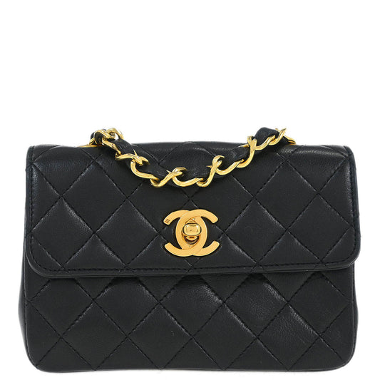 Chanel 1989-1991 Black Lambskin Shoulder Bag