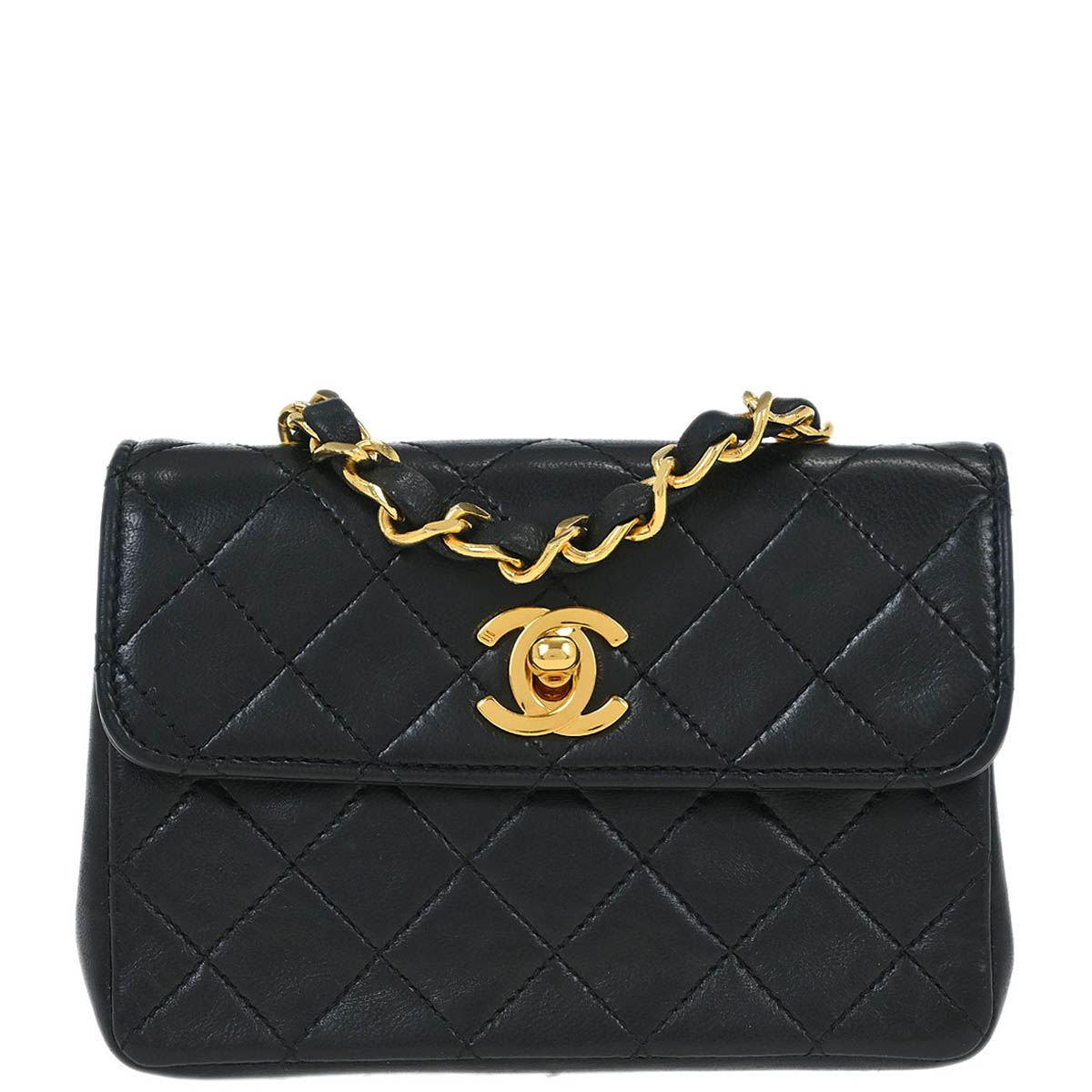 Chanel 1989-1991 Black Lambskin Shoulder Bag
